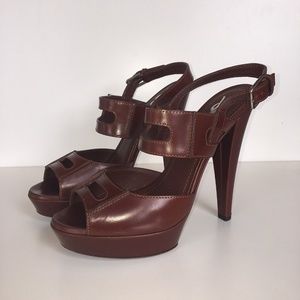 YSL Brown Platform Sandals